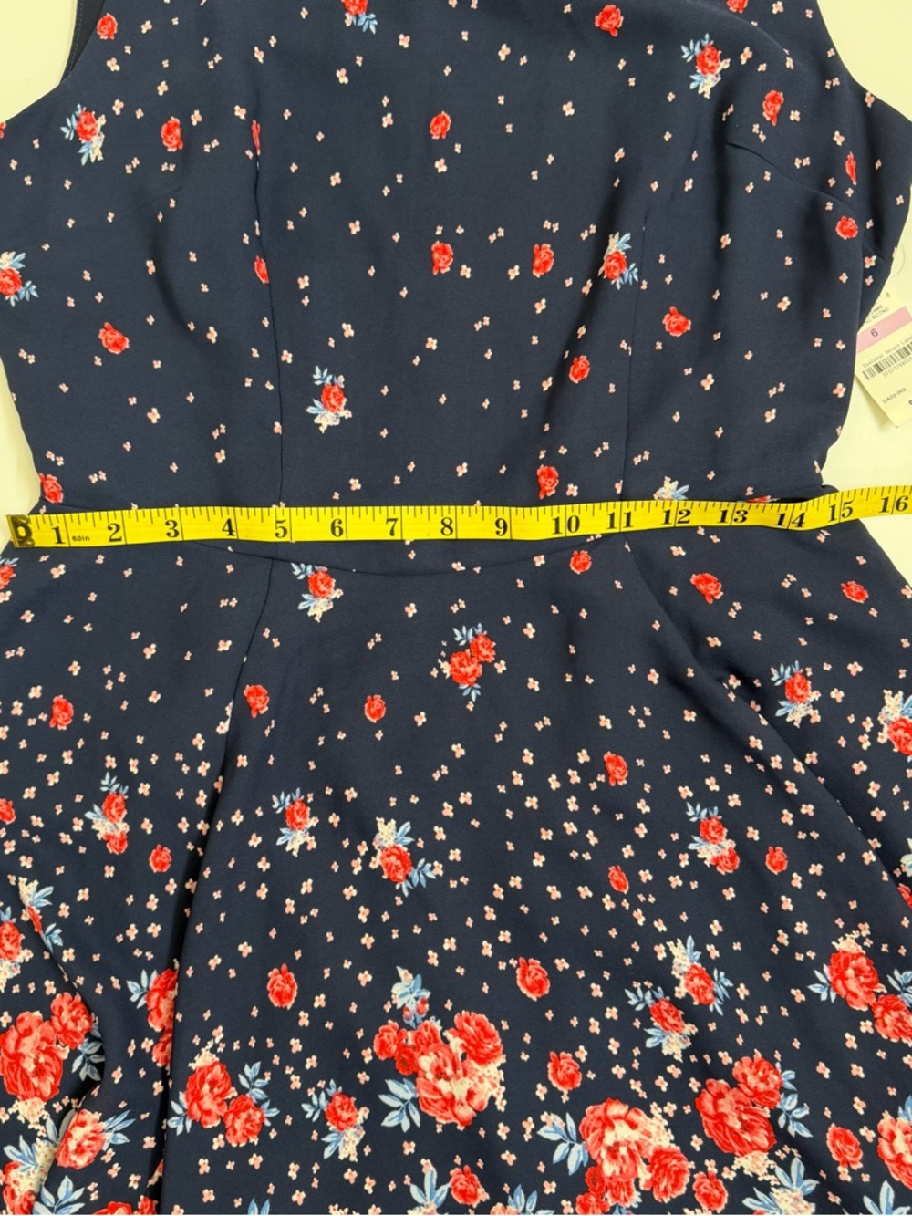Maison Jules Floral Fit & Flair Dress Navy Rose Print Size 6 NWT - Picture 5 of 7